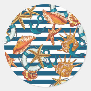 Sticker Rond Patters de Sea Shell