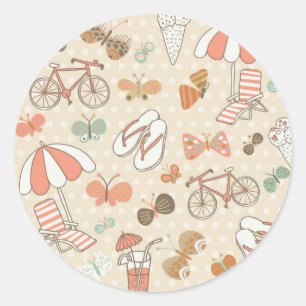 Sticker Rond Patters de Summer Vacation
