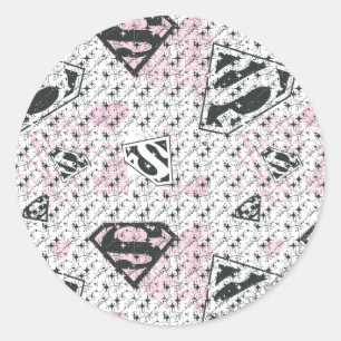 Sticker Rond Patters de Supergirl Pink and White Logo