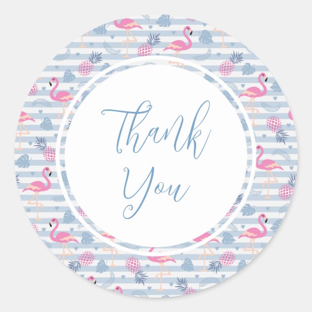 Sticker Rond Patters de Whimsical Flamingo et Pineapple (Devant)