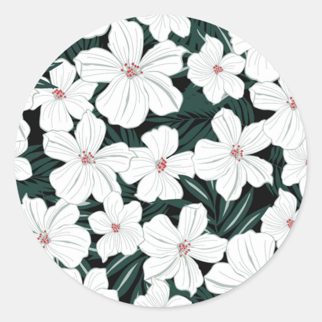 Sticker Rond Patters de White Tropical (Devant)