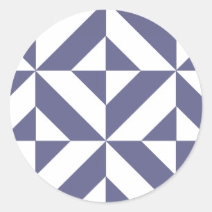 Sticker Rond Patters Midnight Blue Geometric Deco Cube