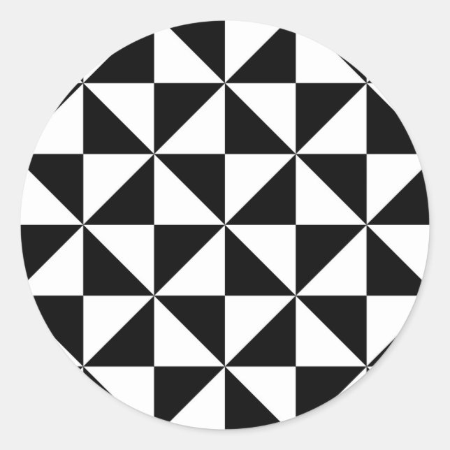 Sticker Rond Patters triangulaires noirs et blancs (Devant)