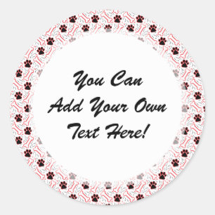 Sticker Rond Pattes et conception drôle d'os pour des amoureux