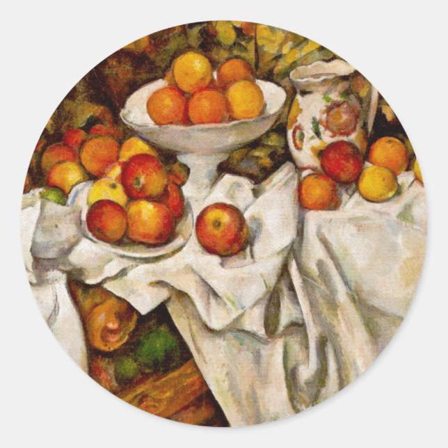 Sticker Rond Paul Cezanne Pomples Oranges Impressionnisme (Devant)