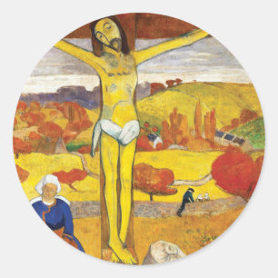 Sticker Rond Paul Gauguin Le Christ Jaune Art Fin Vintage
