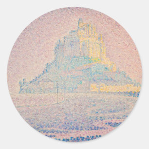Sticker Rond Paul Signac - Mont Saint Michel, Brume et Soleil