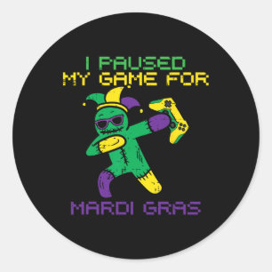 Sticker Rond Pause Mon Jeu Pour Mardi Gras Jester Dab Jeunes Ho