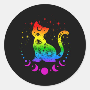 Sticker Rond Pavillon Gay pride Lgbt Cat Astrologie Arc-en-ciel