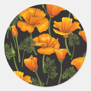 Sticker Rond Pavot de Californie