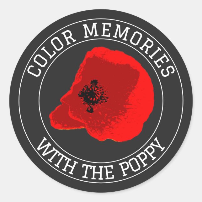 Sticker Rond Pavot - Texte supérieur et inférieur personnalisé  (Devant)