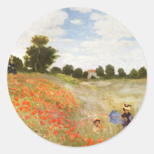 Sticker Rond Pavots rouges fleurissant - Claude Monet