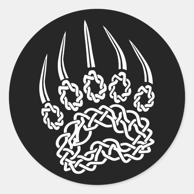 Sticker Rond Paw d'ours blanc tribal (Devant)