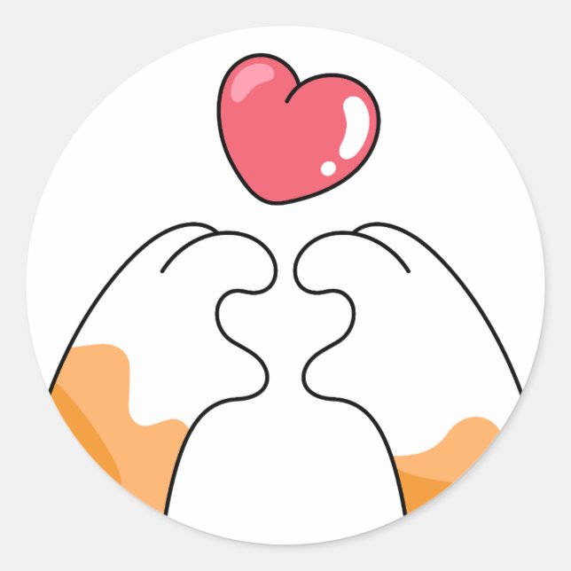 Sticker Rond Paw Love: Cute Cat Paws Illustration (Devant)