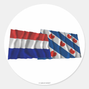 Sticker Rond Pays-Bas et drapeaux de ondulation de la Frise