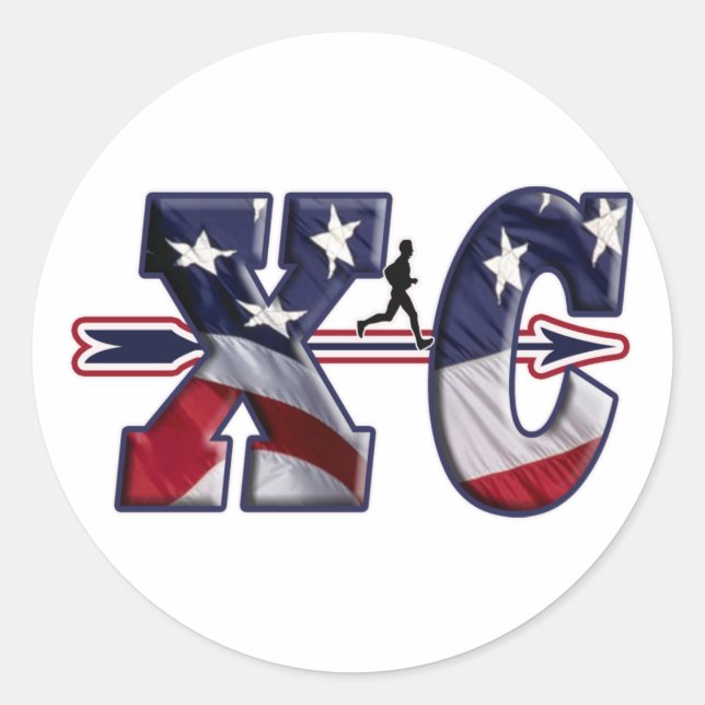 STICKER ROND PAYS CROISÉ XC USA DRAPEAU (Devant)
