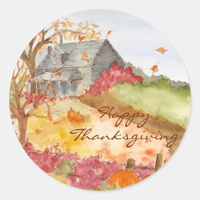 Sticker Rond Pays d'automne Bon thanksgiving d'accueil (Devant)