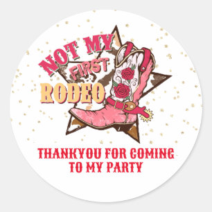 Sticker Rond Pays de Cowgirl Western Merci