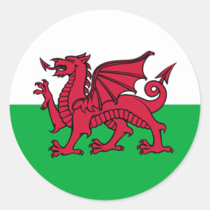 Sticker Rond Pays de Galles - Drapeau gallois