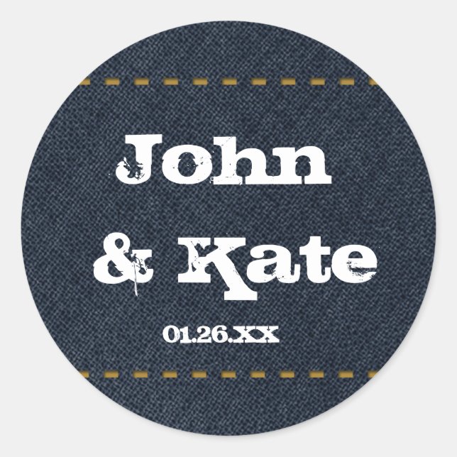 Sticker Rond Pays Denim Jean Rustic Parti occidental Favoriser (Devant)