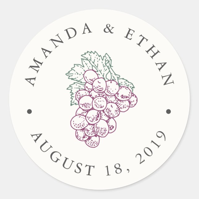 Sticker Rond Pays du vin | Faveur de mariage (Devant)
