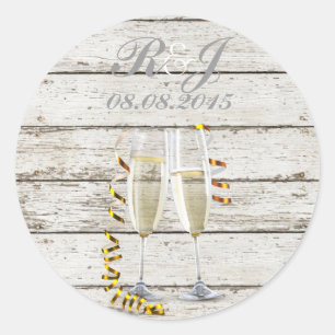 Sticker Rond pays français blanc bois blanc flûtes champagne
