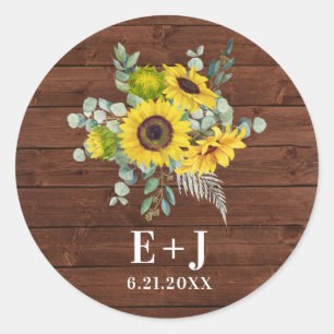 Sticker Rond Pays rustique Sunflower Wedding Favoriser