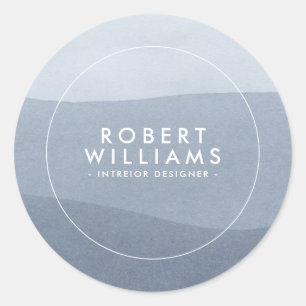 Sticker Rond Paysage Abstrait bleu-gris