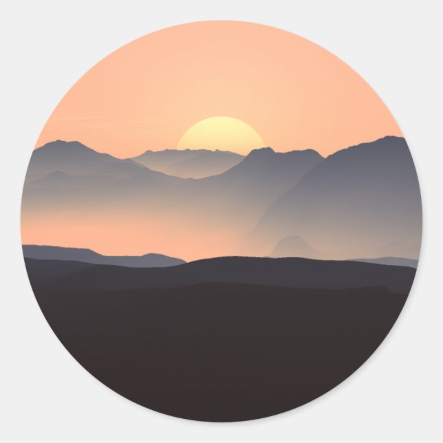 Sticker Rond paysage brumeux (Devant)