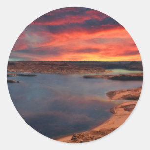 Sticker Rond Paysage de nature de Powell de lac beau
