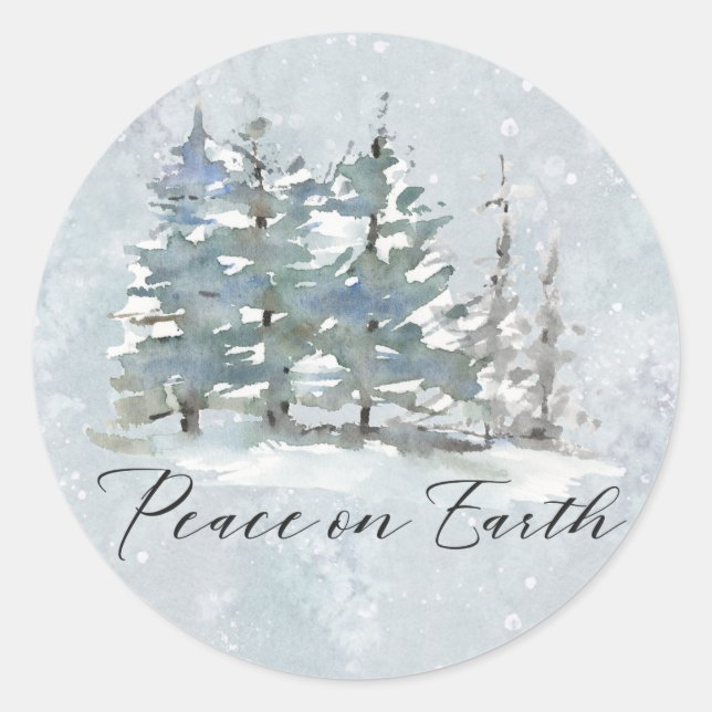 Sticker Rond Paysage d'hiver paisible et moderne (Devant)