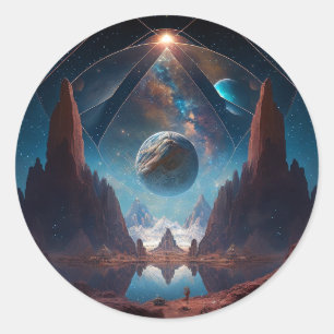 Sticker Rond Paysage d'Imaginaire cosmique