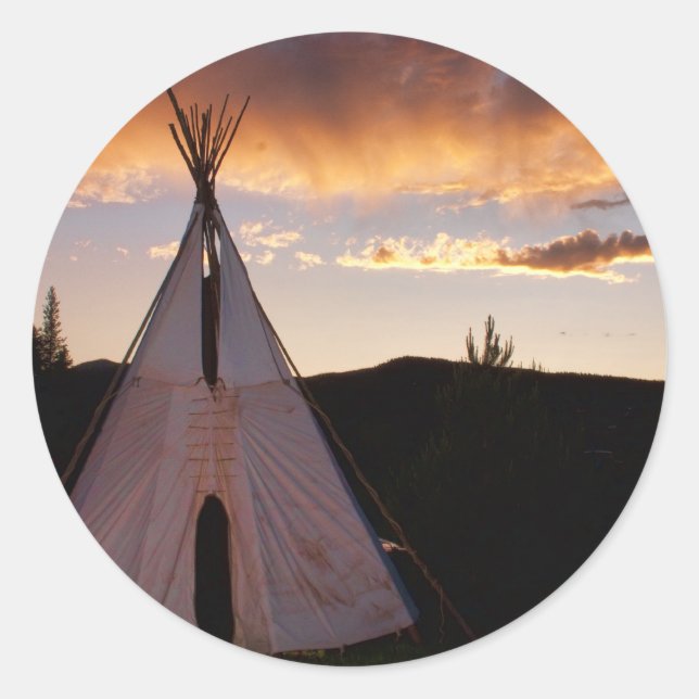 Sticker Rond Paysage indien de Teepee Sunset (Devant)