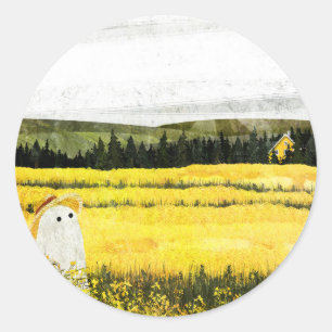 Sticker Rond Paysage jaune