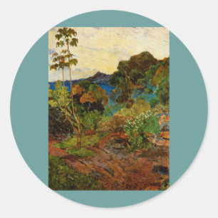 Sticker Rond Paysage Martinique de Paul Gauguin (1887)