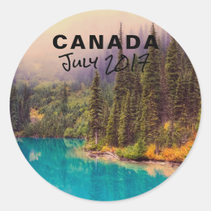 Sticker Rond Paysage pittoresque du Nord Canada rustique