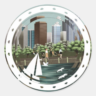 Sticker Rond Paysage urbain