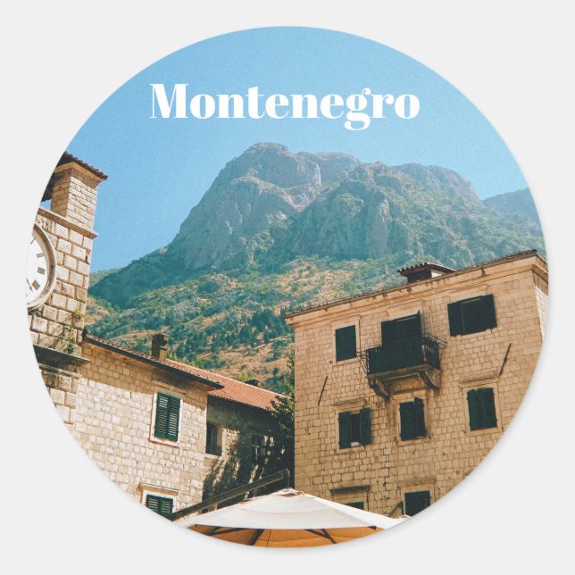 Sticker Rond Paysage urbain du Monténégro (Devant)