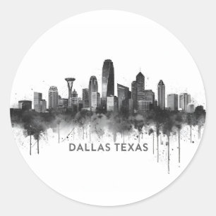 Sticker Rond Paysage urbain en noir et blanc de la ligne d'hori