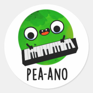 Sticker Rond Pea-ano Funny Musique Veggie Pea Pun