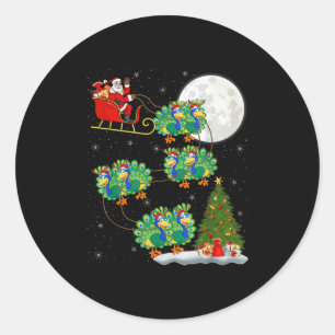 Sticker Rond Pea Père Noël Sleigh Flying Funny Magique Noël