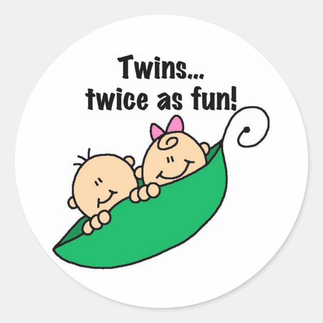 Sticker Rond Pea Pod Twins deux fois comme amusant (Devant)