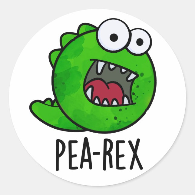 Sticker Rond Pea Rex Dinosaur Dinosaure Veggie TRex Pun (Devant)