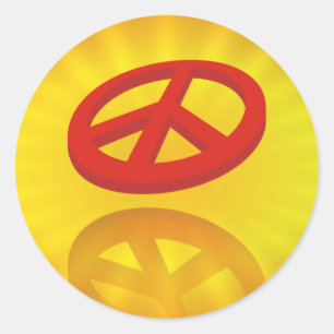 Sticker Rond Peace 3D / reflexion radiale jaune