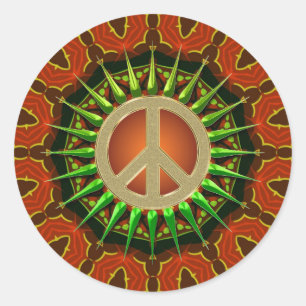 Sticker Rond Peace Batik Géométrie florale