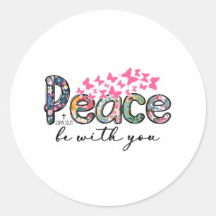 Sticker Rond Peace Be With You Butterfly