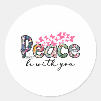 Sticker Rond Peace Be With You Butterfly
