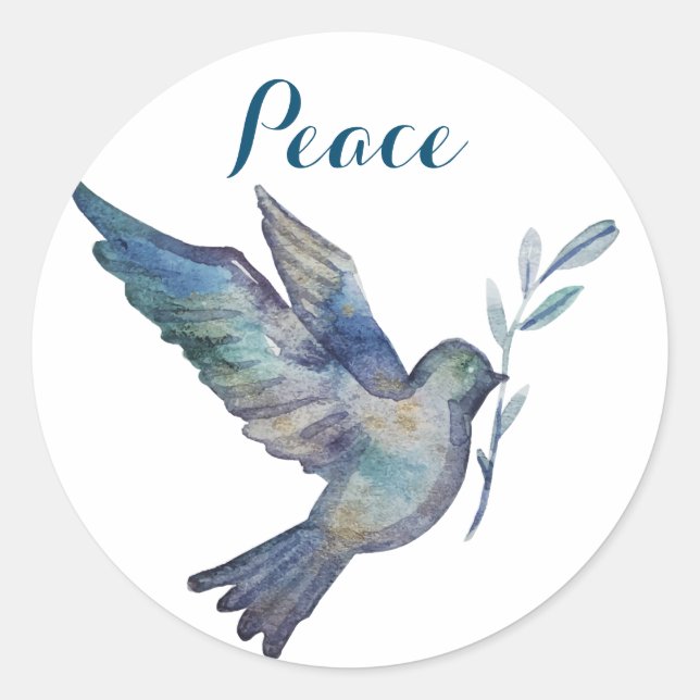 Sticker Rond Peace Dove, Aquarelle Look (Devant)