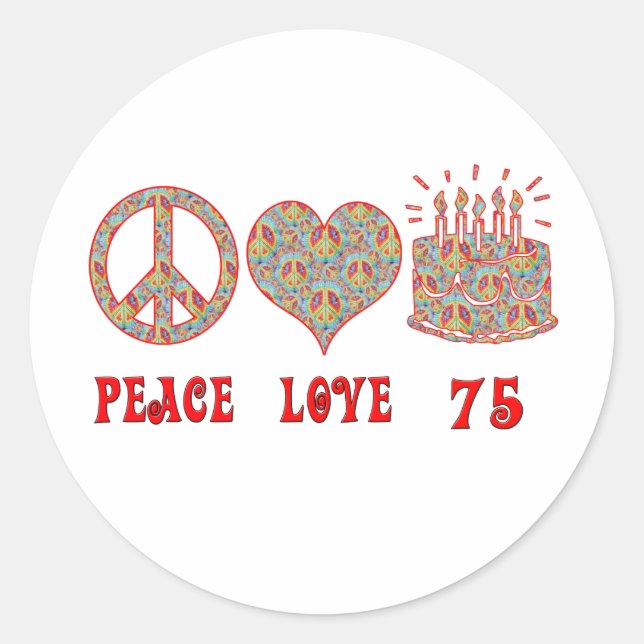 Sticker Rond Peace Love 75 (Devant)