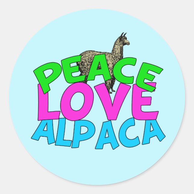 Sticker Rond Peace Love Alpacas (Devant)